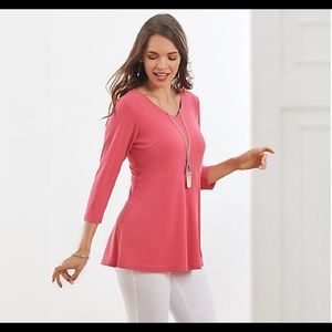 Linea Pink Peplum Top NWOT